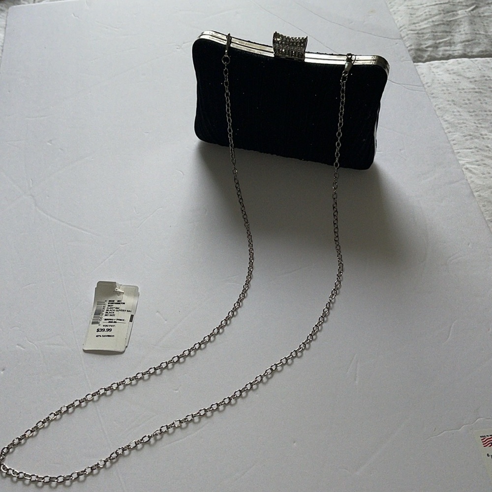 Brand new w tag black metallic ruched shoulder bag - Picture 3 of 5